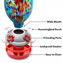 Load image into Gallery viewer, Home / Hand Blown Glass Hummingbird Feeder - 34 Ounces Hand Blown Glass Hummingbird Feeder - 34 Ounces