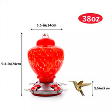 Load image into Gallery viewer, Hand Blown Glass Hummingbird Feeder - 38 Ounces