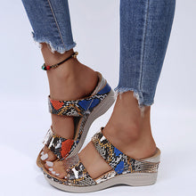 Load image into Gallery viewer, Women's Casual Slope Heel Snake Print Slippers
